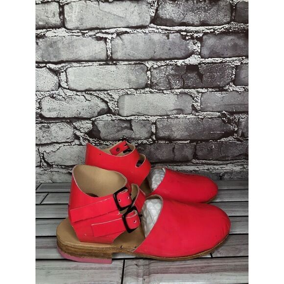 Hot Pink Patent Leather Handmade Ankle Strap Clogs Shoes Women Sz 38EU/7.5M US - Picture 4 of 16